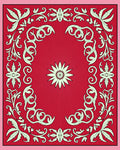 Vintage Red Floral Sunburst Swirl Rug