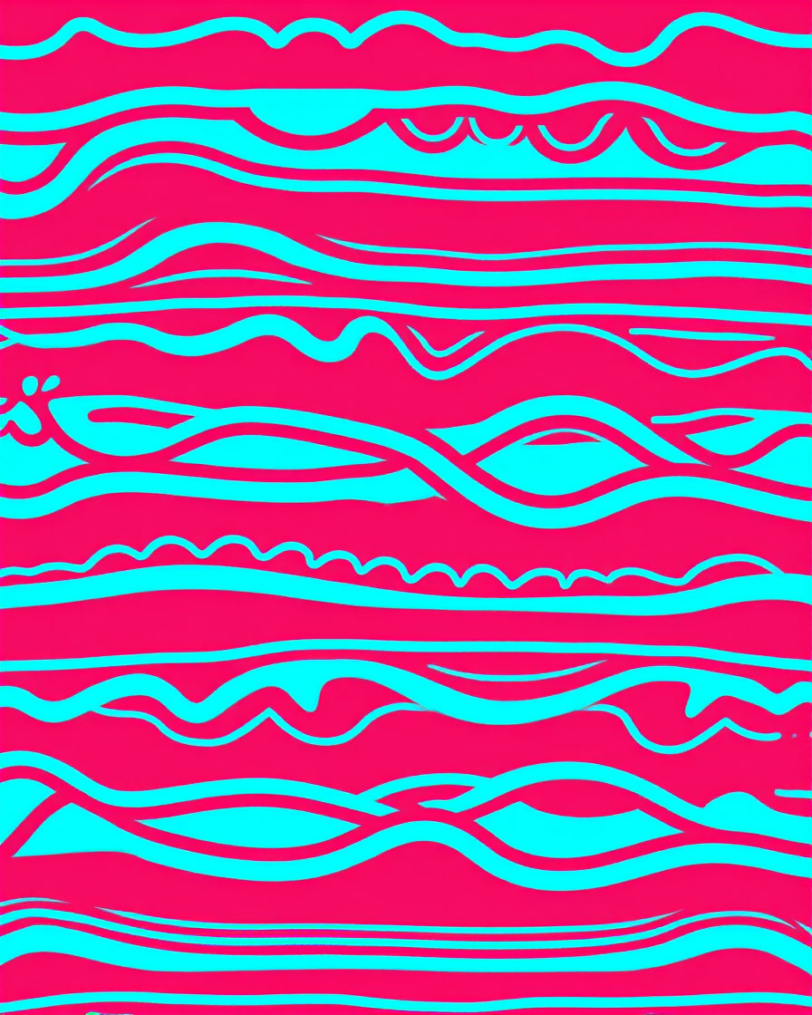 Vivid Cyan Waves on Hot Pink Rug