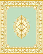Elegant Gold Floral Medallion Teal Rug