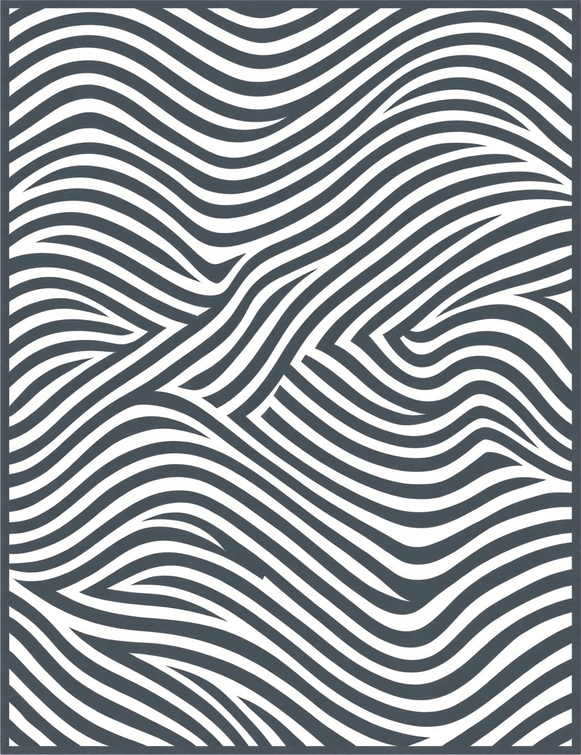 Modern Gray White Wavy Lines Rug