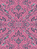 Vibrant Pink Swirling Floral Damask Rug