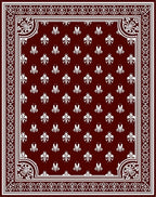 Regal Burgundy White Fleur Border Rug