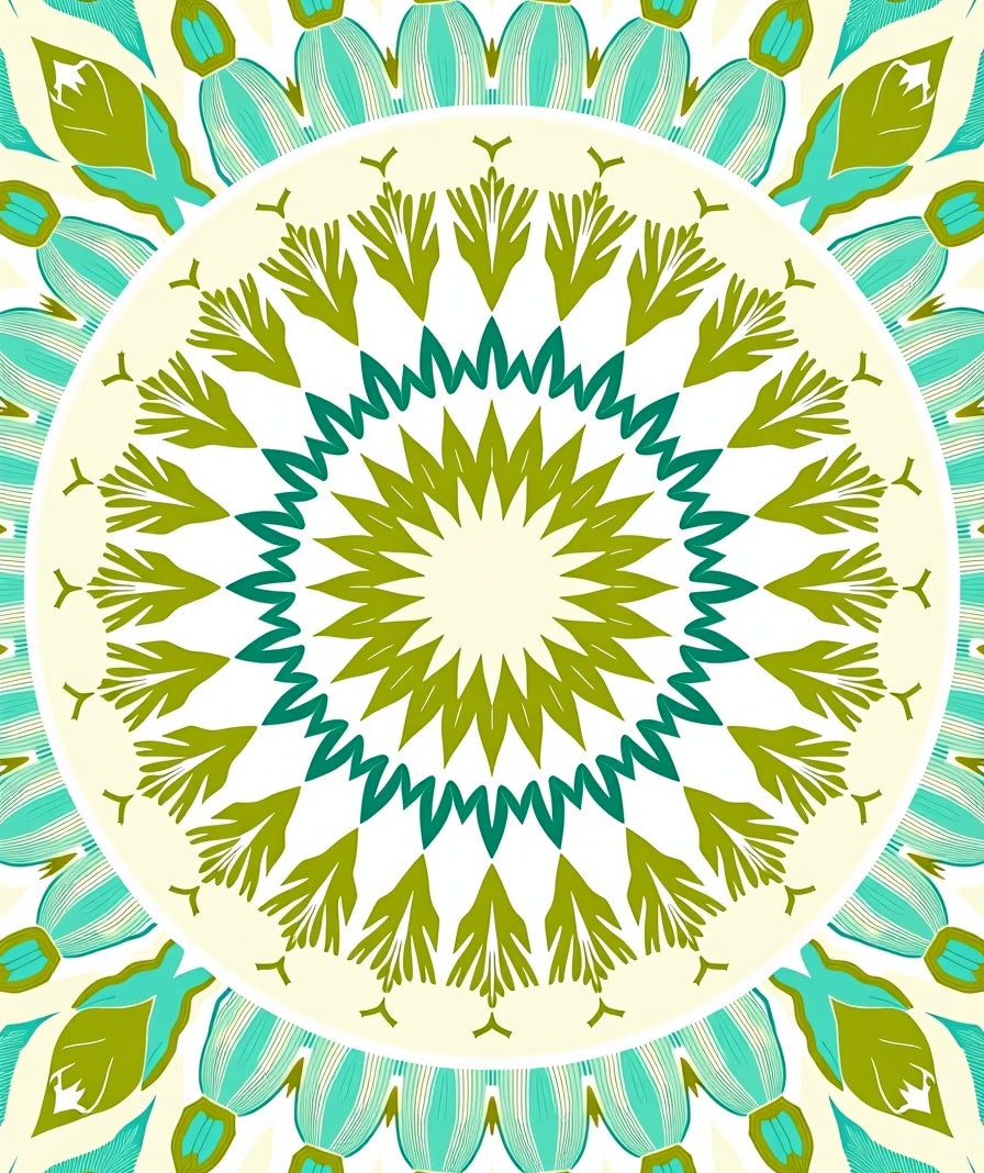 Radiant Teal Green Mandala Sunburst Rug