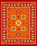 Vibrant Red Orange Geometric Medallion Rug