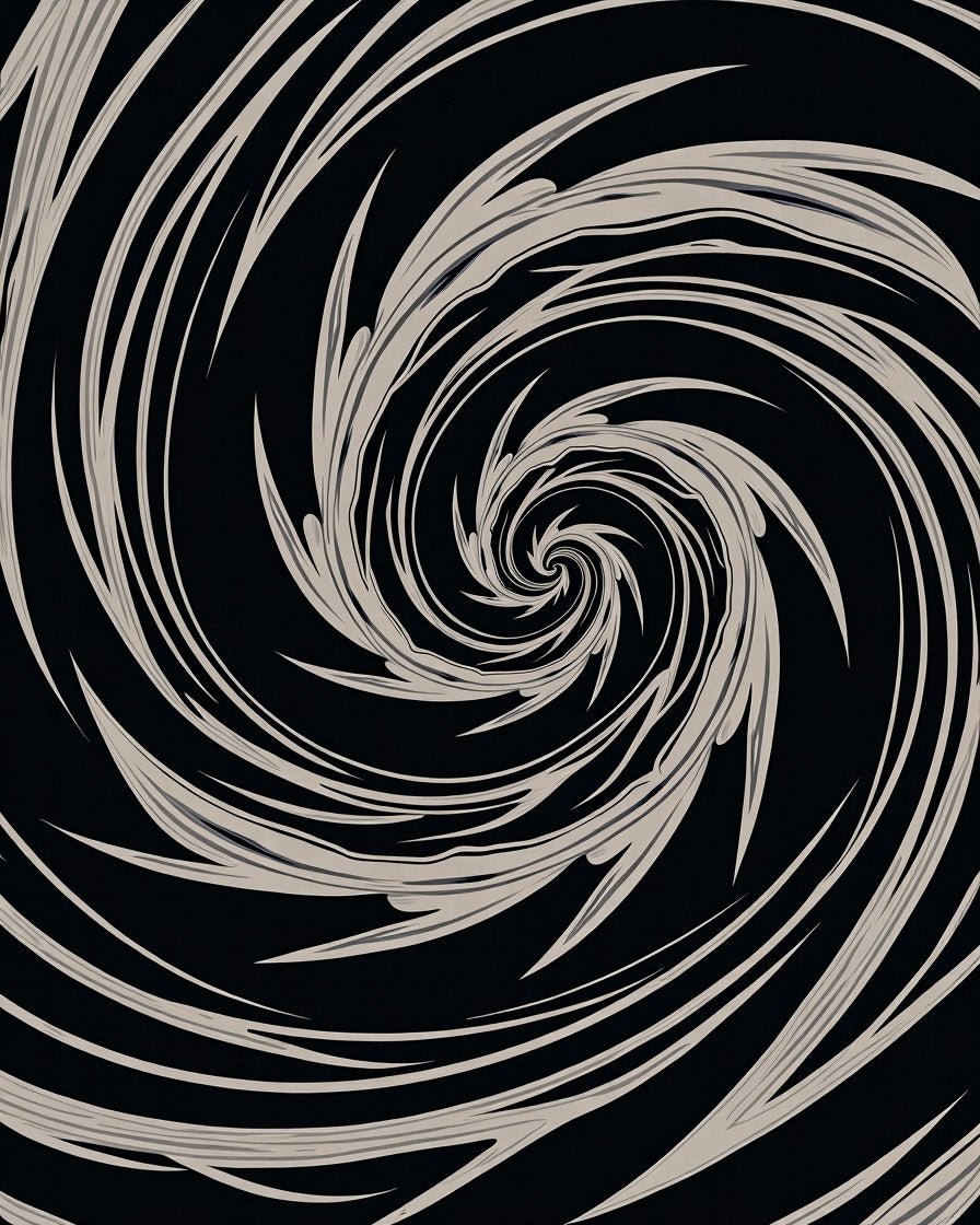 Abstract Beige Swirl Vortex Rug