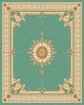 Teal Starburst Medallion Border Rug