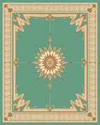 Teal Starburst Medallion Border Rug