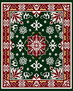Deep Emerald Festive Floral Medallion Rug