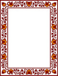 Crimson Orange Floral Vine Border Rug