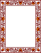 Crimson Orange Floral Vine Border Rug