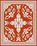 Terracotta White Floral Scroll Medallion Rug