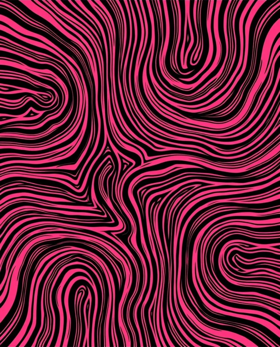 Bold Pink Black Swirl Rug