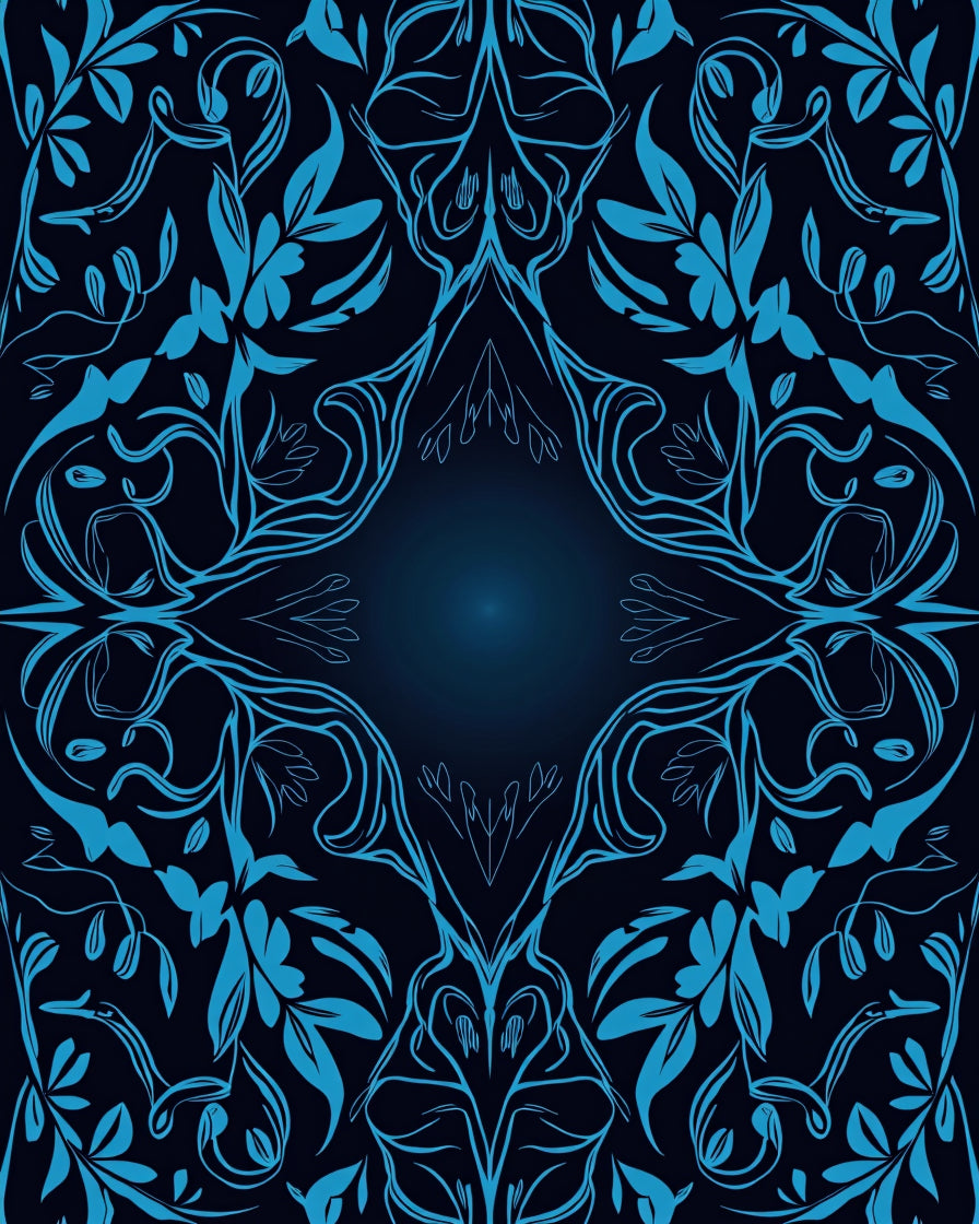 Electric Blue Floral Symmetry Rug