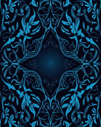 Electric Blue Floral Symmetry Rug
