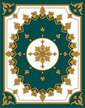 Teal Gold Medallion Floral Border Rug