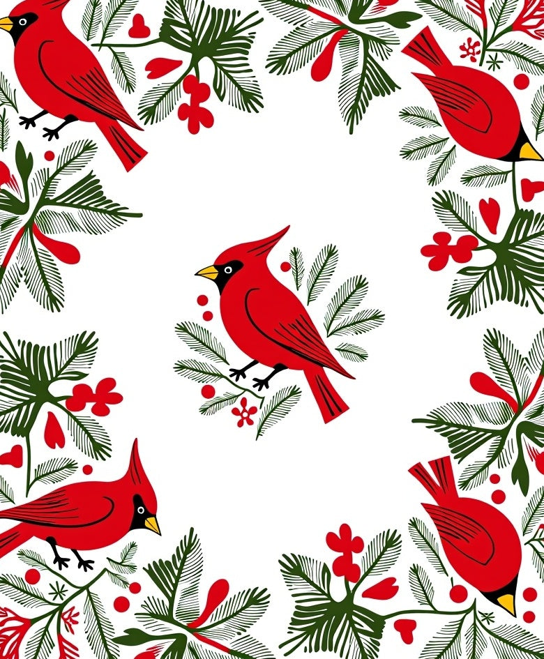 Red Cardinal Foliage Border Rug