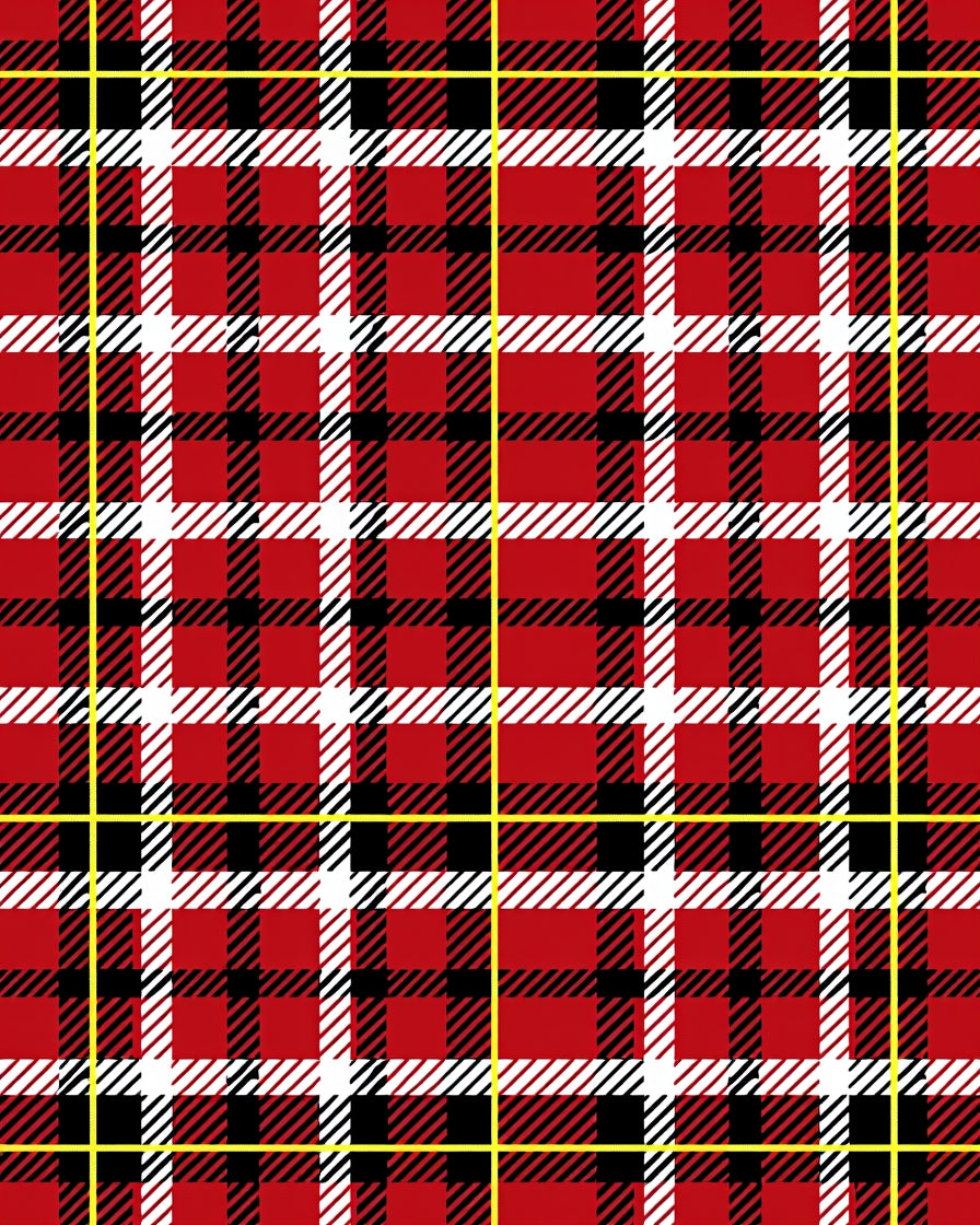 Bold Red Black White Plaid Check Rug