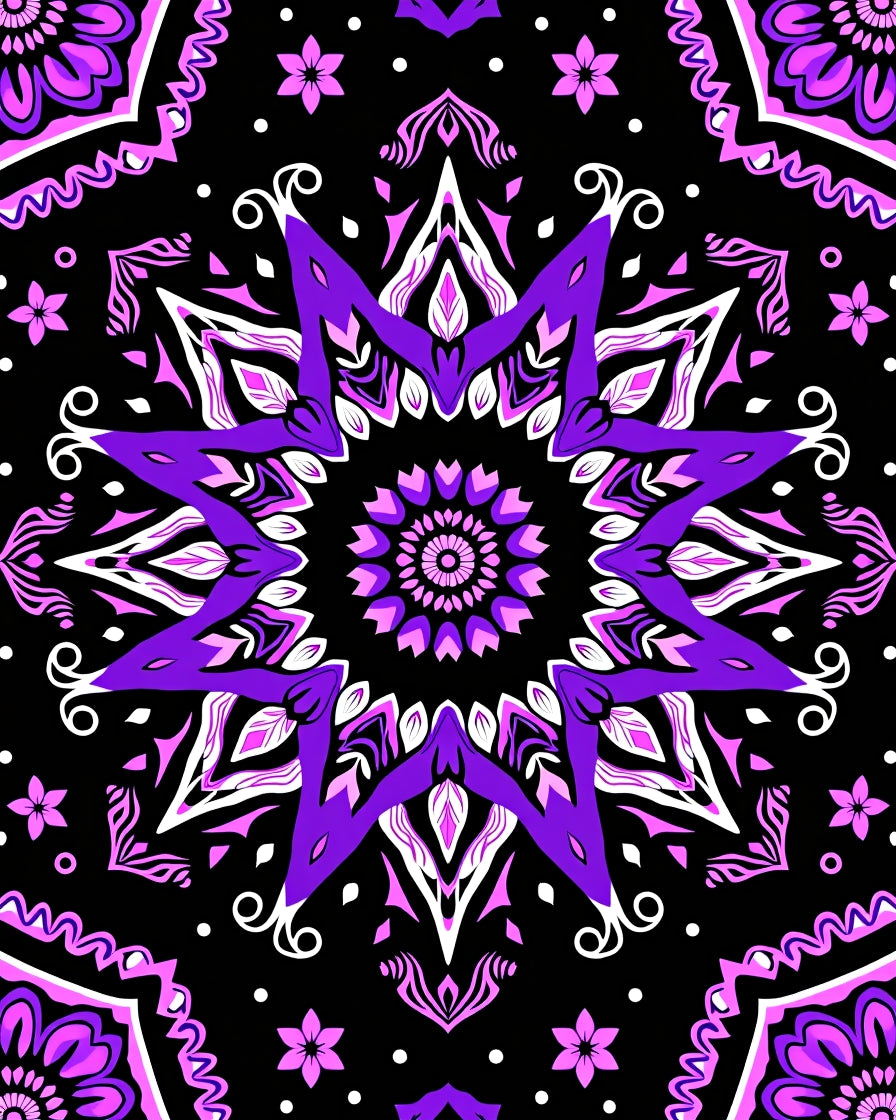 Vibrant Purple Mandala Starburst Rug