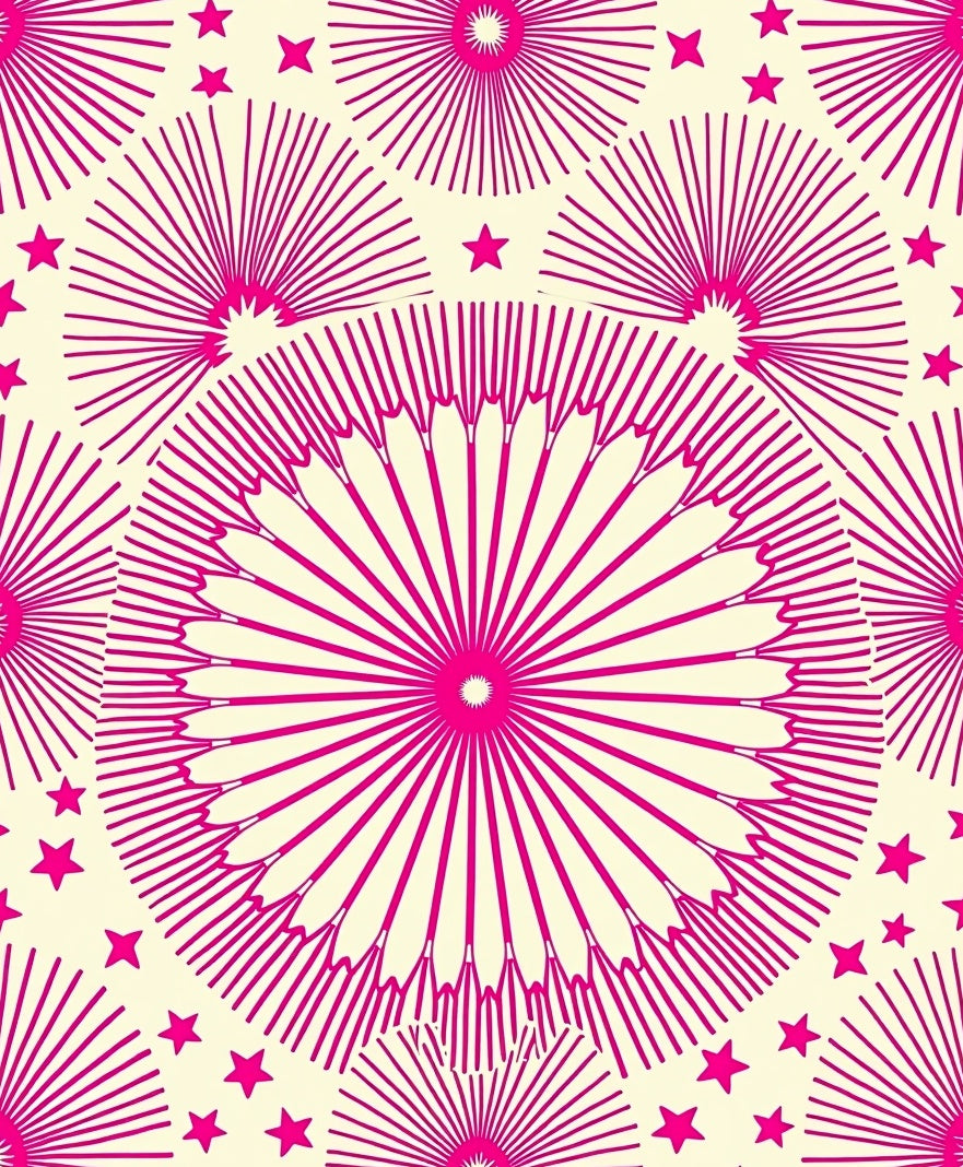 Hot Pink Starburst Circle Scatter Rug