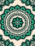 Teal Green Floral Mandala Medallion Rug