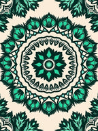 Teal Green Floral Mandala Medallion Rug