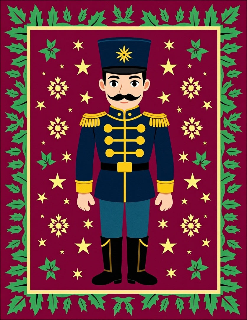 Festive Crimson Nutcracker Starry Night Rug