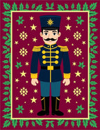 Festive Crimson Nutcracker Starry Night Rug