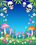 Whimsical Skull Mushroom Garden Bloom Rug