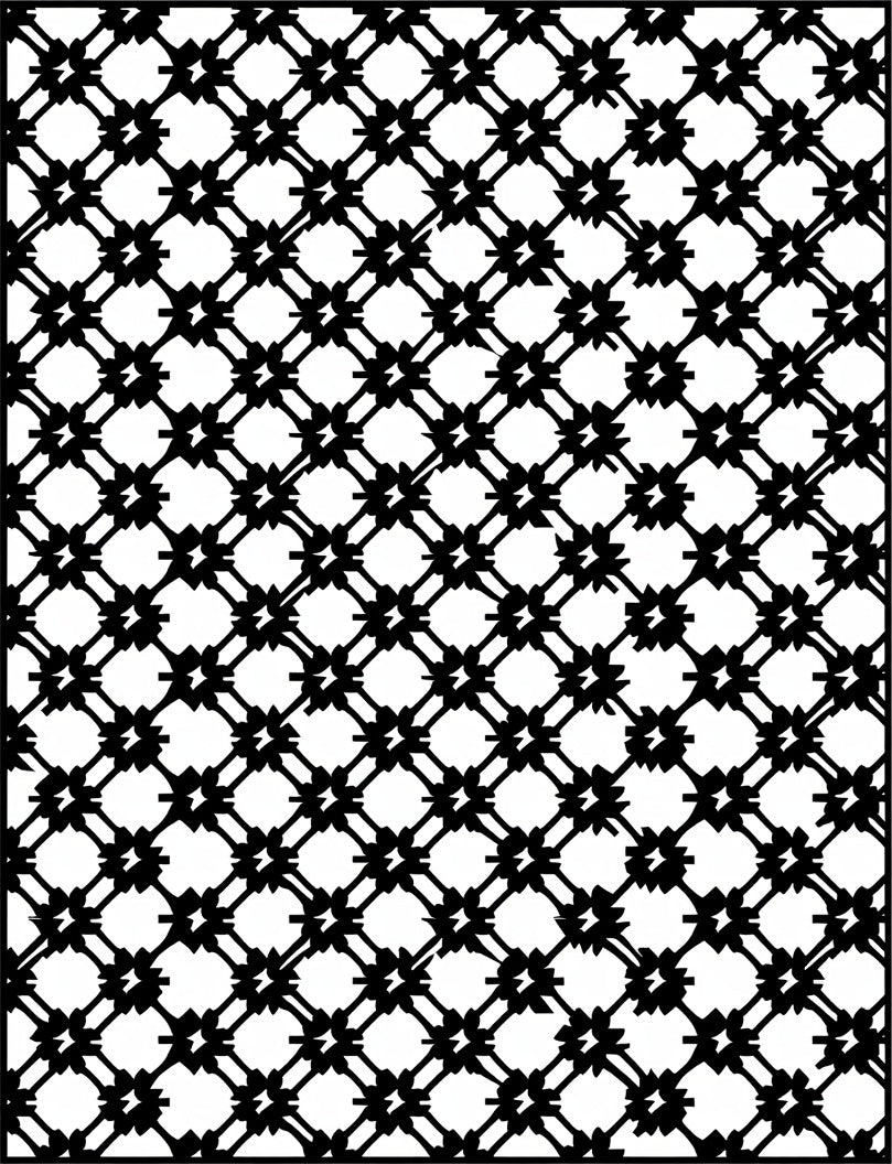 Black Lattice Floral Geometric Rug
