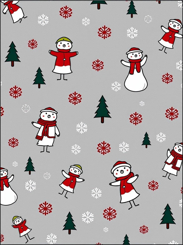 Cute Snowman Tree Holiday Gray Rug