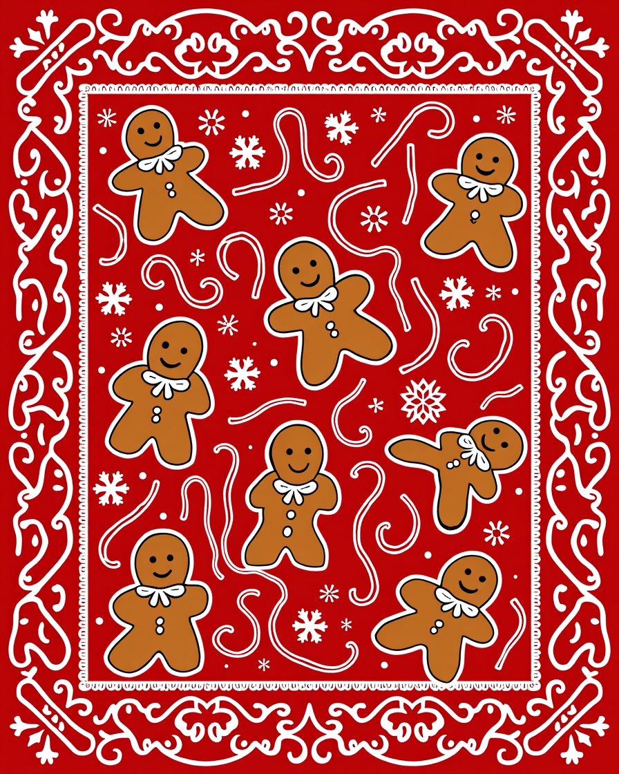 Red Gingerbread Man Holiday Rug