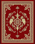 Crimson Golden Floral Medallion Border Rug