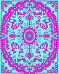 Fuchsia Aqua Floral Mandala Medallion Rug