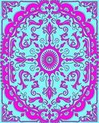 Fuchsia Aqua Floral Mandala Medallion Rug
