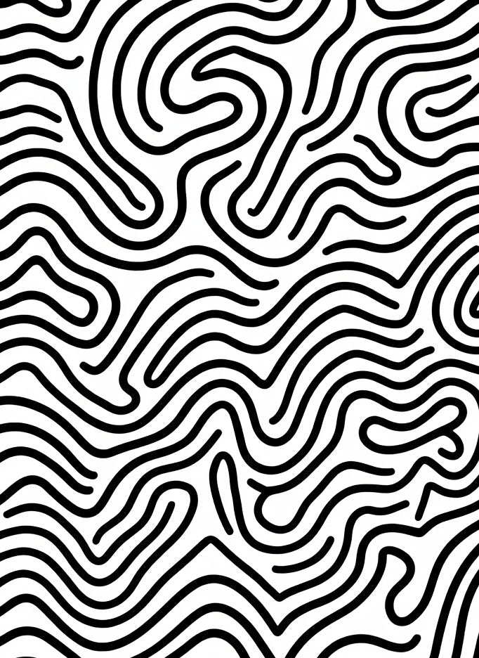 Black White Abstract Wavy Lines Rug