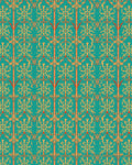 Ornate Teal Gold Floral Vertical Rug