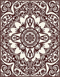 Ornate Deep Crimson Symmetry Mandala Rug