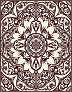 Ornate Deep Crimson Symmetry Mandala Rug