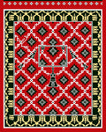 Crimson Geometric Star Tassel Border Rug