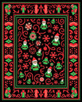 Festive Gnomes Red Green Border Rug