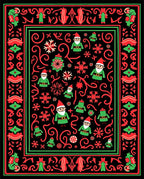 Festive Gnomes Red Green Border Rug
