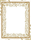 Golden Swirling Vine Art Nouveau Border Rug