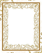 Golden Swirling Vine Art Nouveau Border Rug