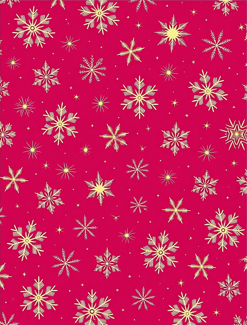 Crimson and Gold Snowflake Scatter Rug