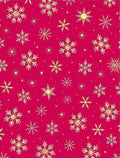 Crimson and Gold Snowflake Scatter Rug