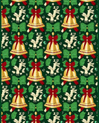 Festive Gold Bells Red Bows Holly Rug