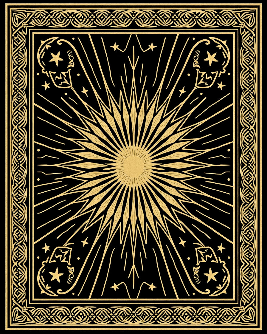 Golden Sunburst With Celestial Accents Rug