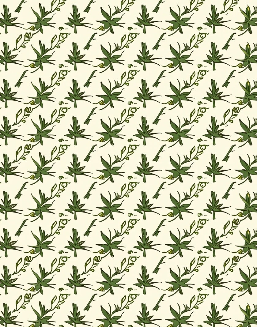 Green Leafy Twig Scatter Rug