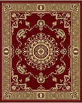 Regal Crimson Golden Floral Medallion Rug