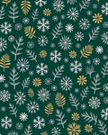 Emerald Forest Snowflakes Leaf Medley Rug